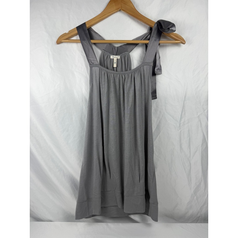 Flounce TBD Gray Tencel Lyocell Sleeveless Shoulder Tank Top Ribbon Strap Small